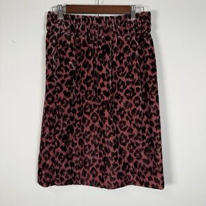 J. Crew Skirt Women's Velvet Animal Print Wine Burgundy Soft Small